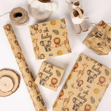 Baby Shower Kraft Wrapping Paper Roll For Kids Boys Girls - Cute Safari Animals & Oh Baby Baby Gift Wrap For Birthday, Holiday, Baby Shower, Summer Party Favor - 17 In X 20 Ft(Total 28.5Sq.Ft)