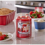 Strawberry Pound Cake, Large Glass Apothecary Jar Scented Candle, 21.25 Oz, Red