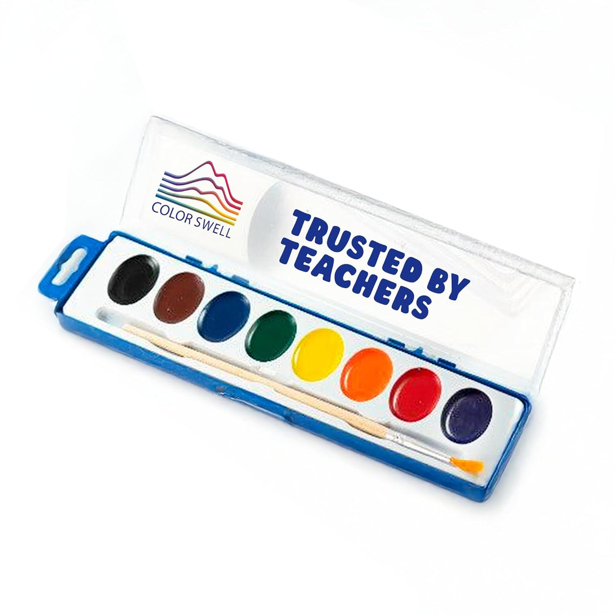 8-Color Watercolor Paint Set With Wooden Brushes – Washable & Non-Toxic, Ideal For Kids, Students, And Classroom Activities