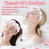 Spa Headband For Washing Face Wristband Set Sponge Makeup Skincare Velvet Fabric Bubble Soft Get Ready Hairbands For Women Puffy Headwear Non Slip Thick Thin Hair Accessory (Red Heart)