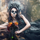 Wedding Bouquets For Bride And Bridesmaid - Black And Burgundy Gothic Bridal Flowers, Artificial Rose Bouquet