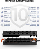 Weatherproof Surge Protector Power Strip with 12 Outlets and 4 USB Ports for Home and Office