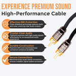 Pro Series 3Ft. 2-Channel Car Audio Rca Short Cable - Triple Shielded, Brass Connectors, Oxygen Free Copper, Noise Reducing Audio Cable For Amplifiers Subwoofers Speakers Processors – Pro3