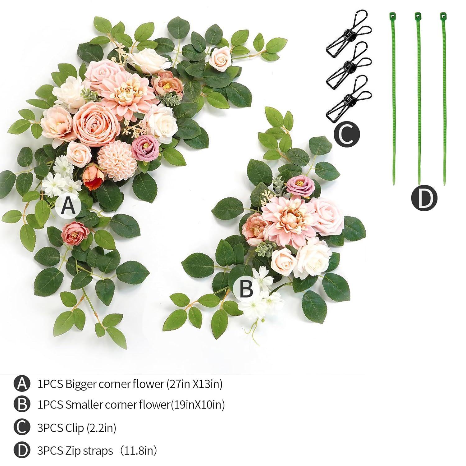 (Pack Of 2 Artificial Flowers Decorations, Wedding Flowers, Wedding, Banquet, Party, Reception Entrance Welcome Sign And Background Decoration(Romantic Pink)