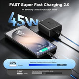 2 Pack 45W USB C Fast Charger with 6FT USB C Cable for Samsung Galaxy S26 S25 iPhone 17 16 15