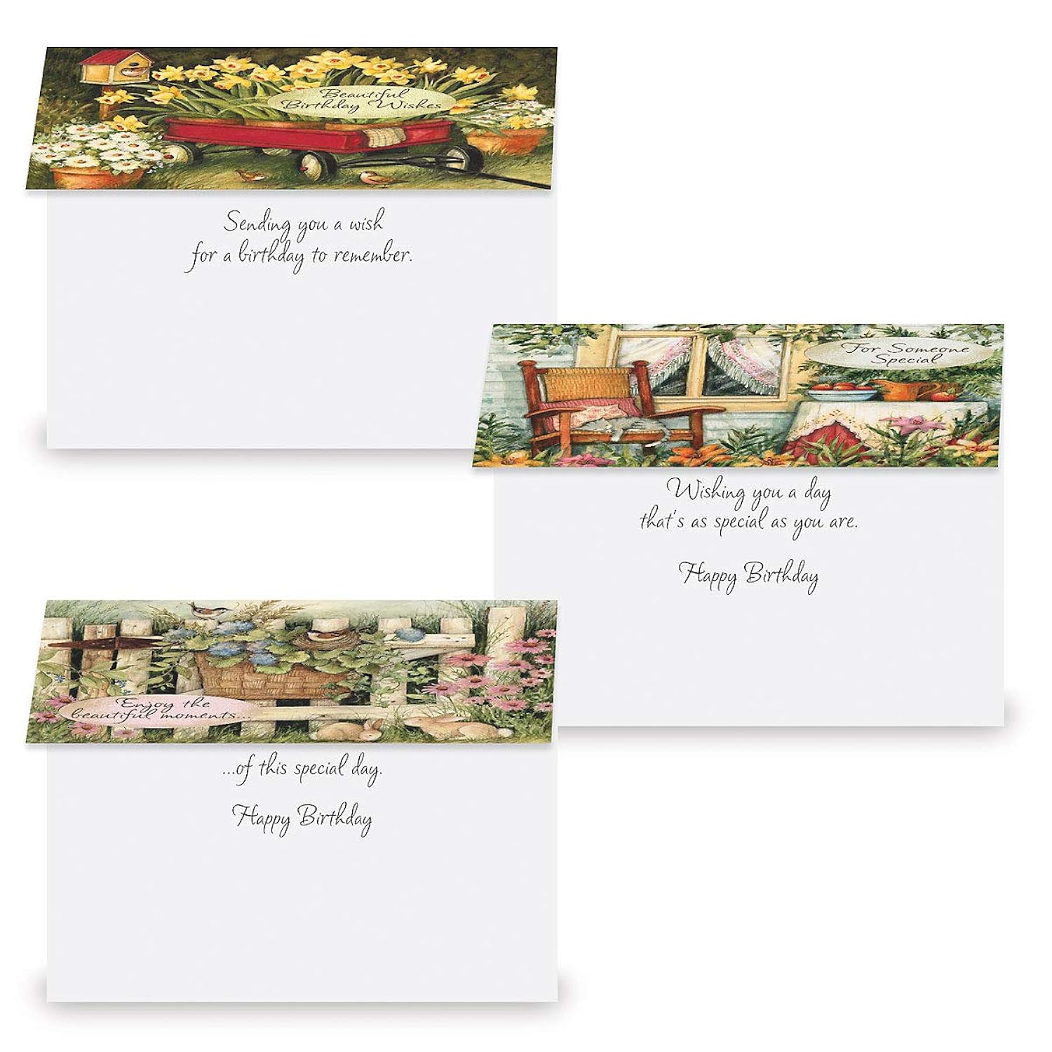 Current by Susan Winget Happy Birthday Greeting Card Set - Value Pack of 20 Cards With White Envelopes, 10 Designs, Large 5" x 7" Assortment