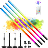 4 Pack 4FT RGB LED Tube DJ Light Bars with Stands 5000mAh Battery Powered Event Lights
