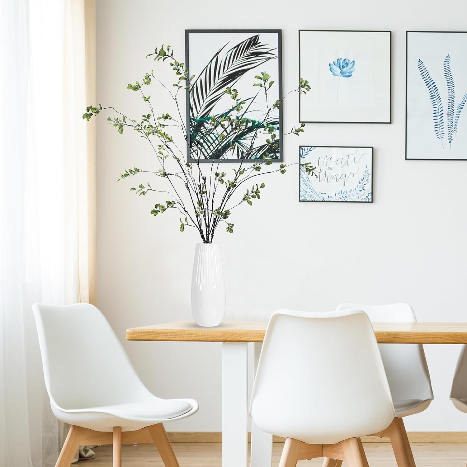 47.2’’ 4Pcs Artificial Ficus Branches Artificial Greenery Stems Faux Ficus Twig Plants Fake Leaf Spray Green Eucalyptus Branches For Vase Filler Office Home Wedding Decoration