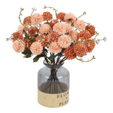 5 Bundles Pompon Mum Artificial Flowers, Fake Mini Chrysanthemums Boquuets 12” Faux Silk Pompon Mum Flowers For Centerpiece Bouquet Floral Arrangement Home Decor (Orange And Peach)