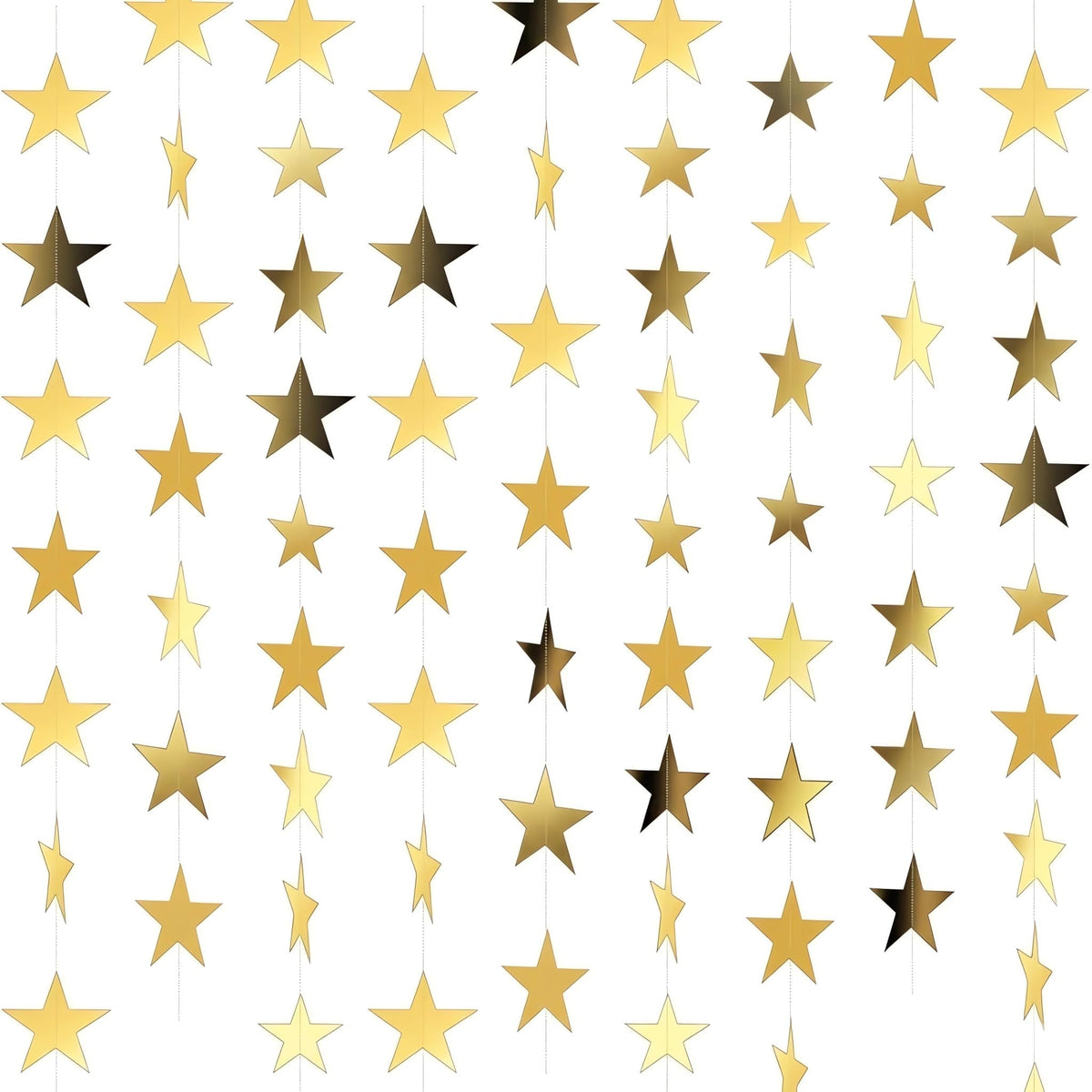 7 Pack 91.8 ft Gold Star Garland Banner Double Side Hanging Star Streamers Paper Star Banner Backdrop for Graduation Birthday Baby Shower Wedding Classroom Party Ceiling Decorations