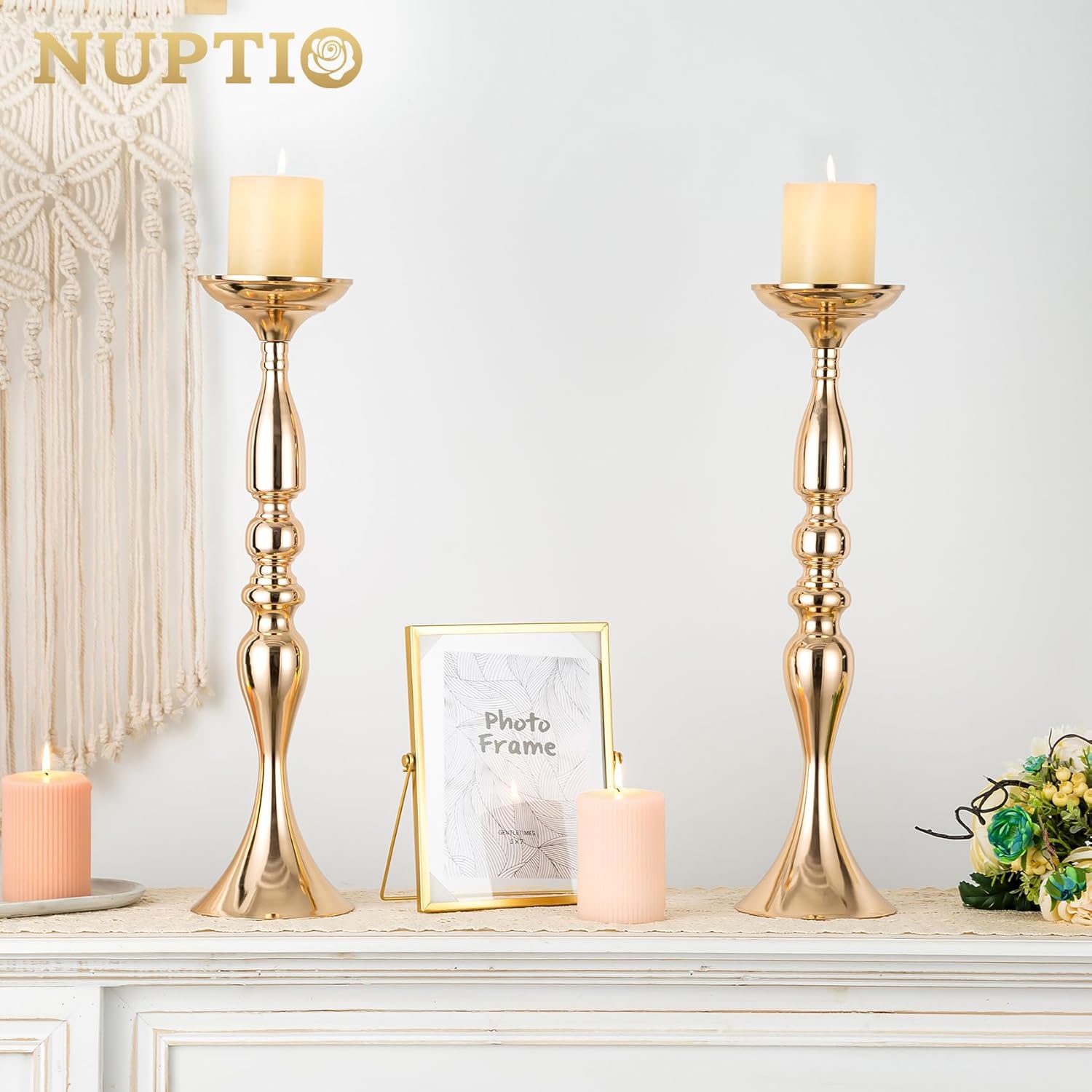 Vases For Centerpieces 2 Pcs Gold Vases Wedding Centerpieces For Tables Versatile Metal Flower Arrangement For Wedding Party Dinner Centerpiece Decor (Gold, 19.7" H)