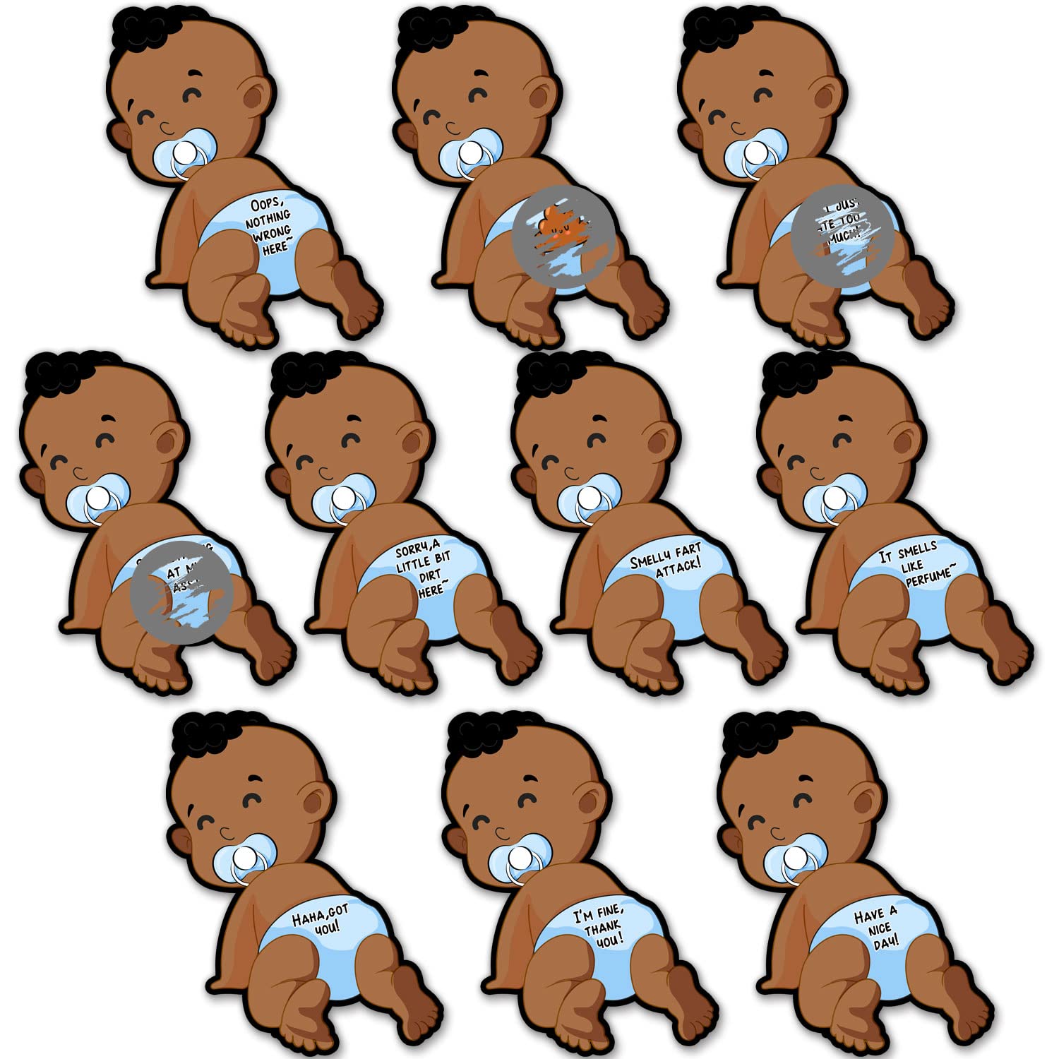 Baby Shower Scratch Off Game Cards - 40 Shape African American Poopie Lottery Tickets For Party Games - Who Got Poopie Great Icebreaker Ideas