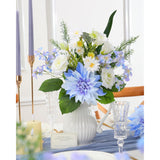 Fake Artificial Flowers Bouquet,Faux Silk Dahlia Flower Bouquet Floral Arrangement Fake Plant Decor For Tables Centerpieces,Home Office Party Wedding Decor(Blue)