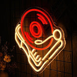 Record Player Neon Sign Retro Red Warm LED Music Wall Light for Studio Bedroom Bar Decor