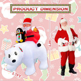 6Ft Christmas Inflatable Outdoor Decoration, Blow Up Santa Claus Penguin Riding On Polar Bear With Gift Boxes And Built-