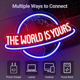 The World Is Yours Neon Sign Dimmable Planet LED Wall Light USB Powered for Man Cave Bar Game Room Decor