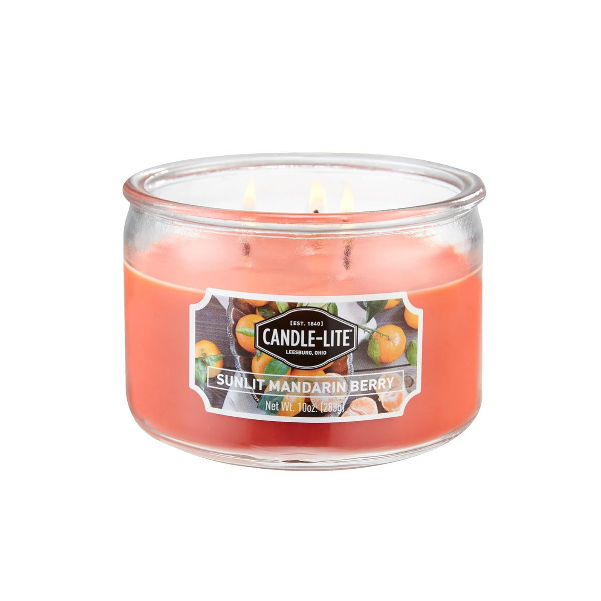 Scented Sunlit Mandarin Berry Fragrance, One 10Oz. 3-Wick Aromatherapy Candle With 20-40 Hours Of Burn Time, Orange Color, 10 Oz. Jar