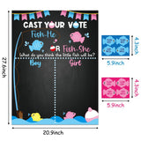 Fishing Theme Gender Prediction Game Kit - Baby Shower Voting Poster With Adhesive Fish Cutouts Decor Supplies For Guests, Kids & Adults