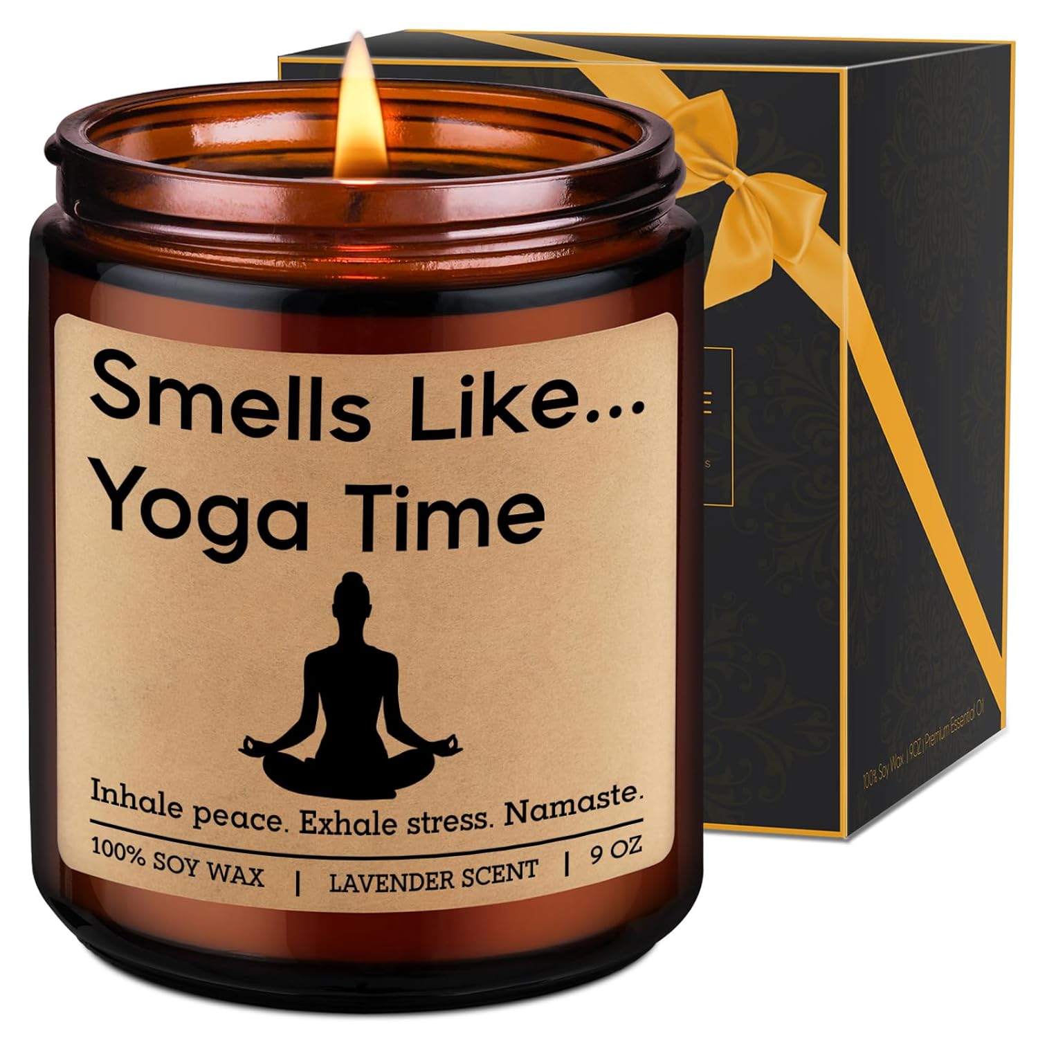 Scented Candle - Yoga Gifts For Women, Men - Funny Namaste, Valentines, Birthday Gifts For Yoga Lovers - 2026 Meditation, Relaxing, Calming, Relaxation Present For Yogic Lovers, Lavender Candle