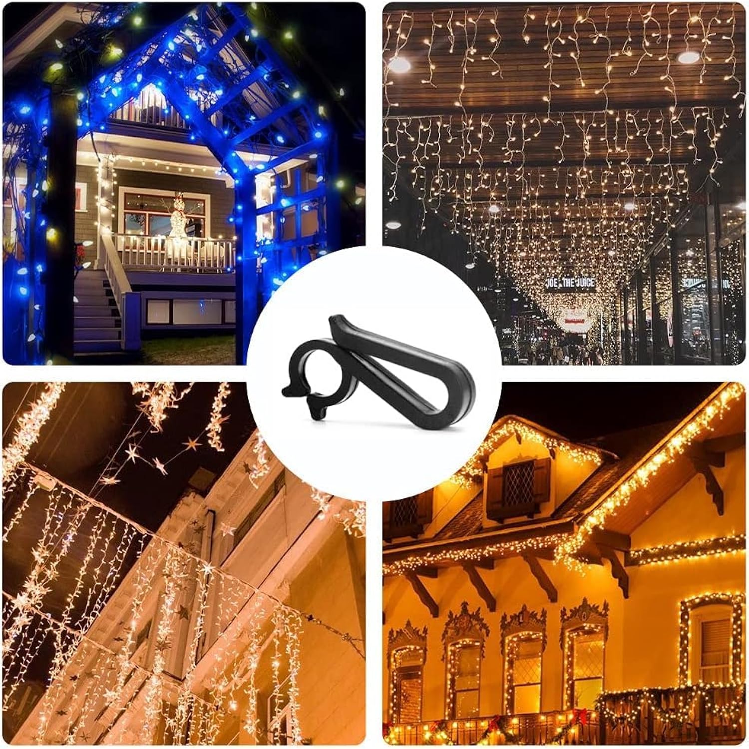 30 Pcs Black Gutter Hooks For Hanging Christmas Lights, Holiday Lights Clips Mount To Gutters Shingles, Gutter Clips For Hanging Icicle Lights On Christmas Halloween Home Garden Decor