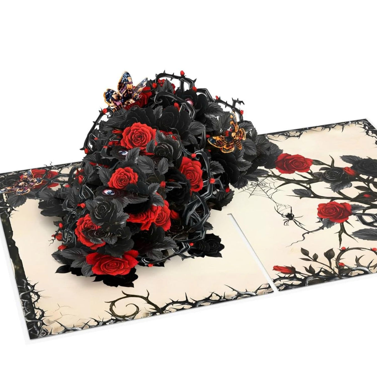 Gothic Black Rose 3D Greeting Card, Halloween Pop Up Card, Happy Halloween Birthday Card, Spooky Anniversary Cards For Wife Women, Goth Valentines Card