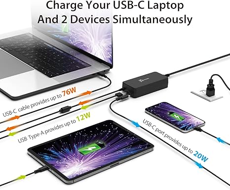 108W USB C PD Fast Charger Type C Power Adapter for MacBook Laptop iPhone iPad Android