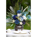 Artificial Wedding Dahlia Flowers 25 Pcs Fake Roses With Stem For Diy Wedding Decor Centerpieces Arrangements Bouquets (Shades Of Navy Blue)