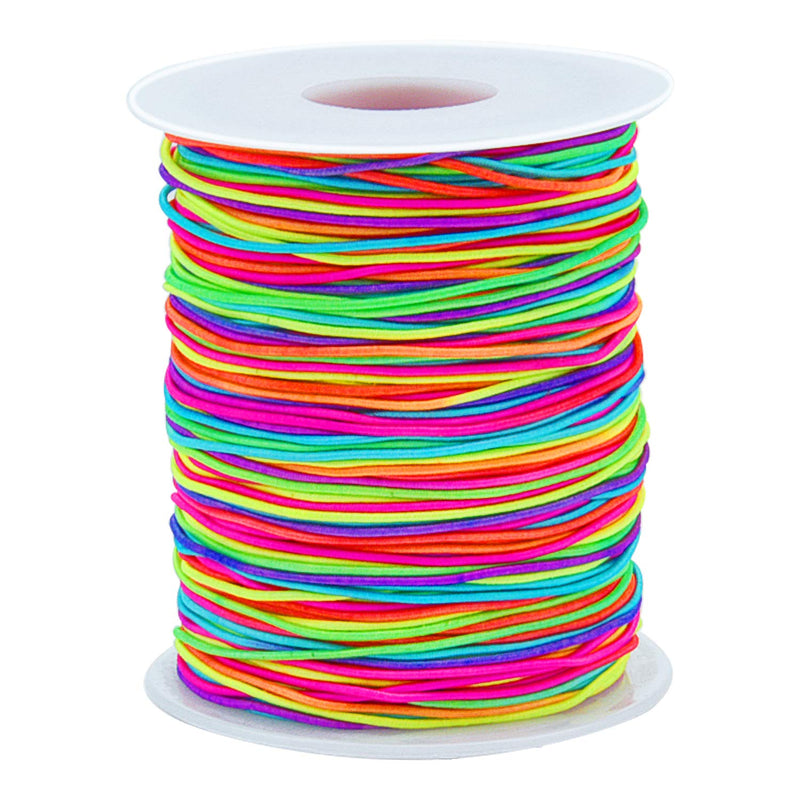 1Mm Elastic Cord Beads Stretch String For Jewelry Bracelet Making, Rainbow 100