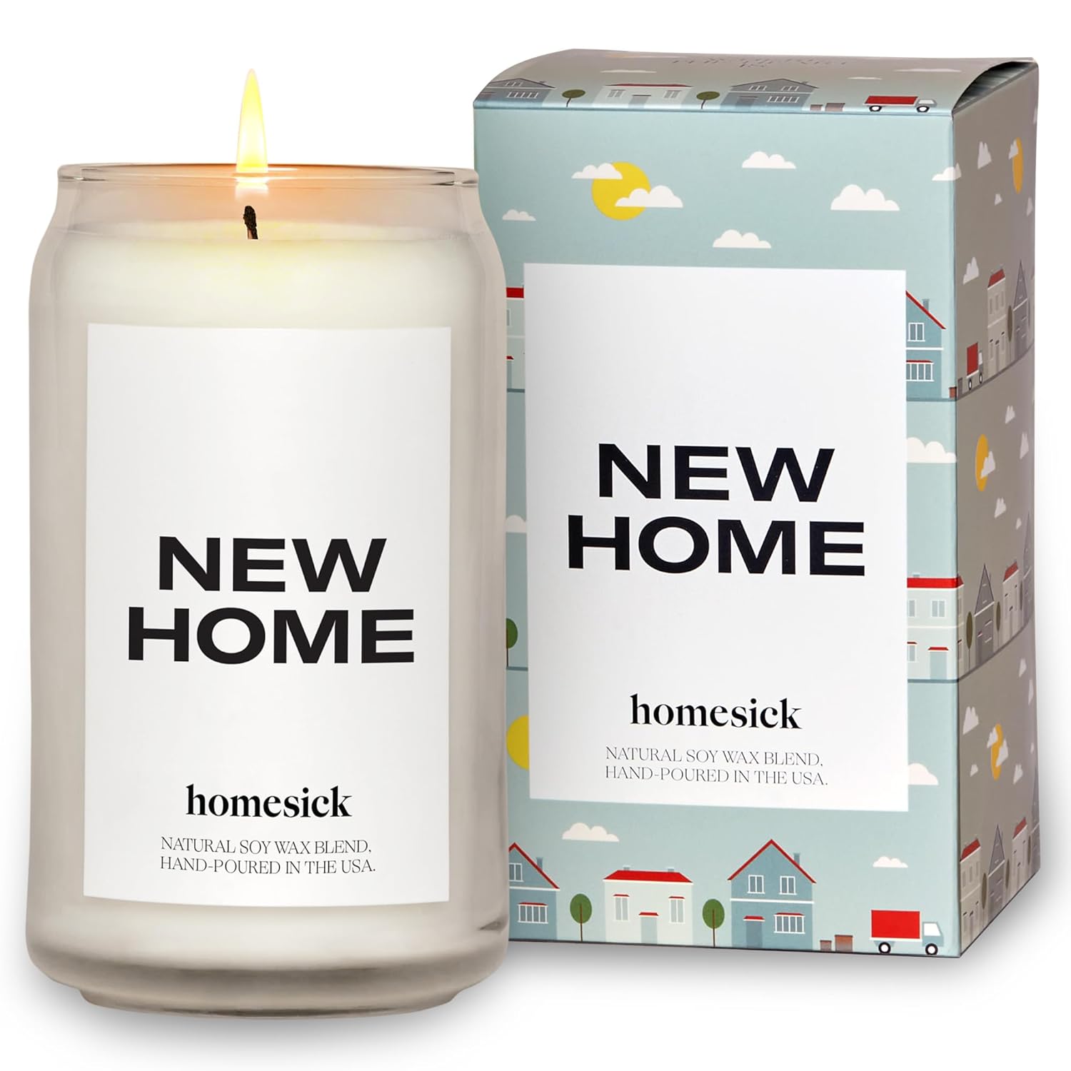 Scented Candles For Home (New Home) - 13.75 Oz Long-Lasting Soy Wax Blend Jar Candle For Housewarming, 60-80 Hours Burn Time - Notes Of Jasmine, Cedarwood, Lime, Sandalwood, Oakmoss & Musk