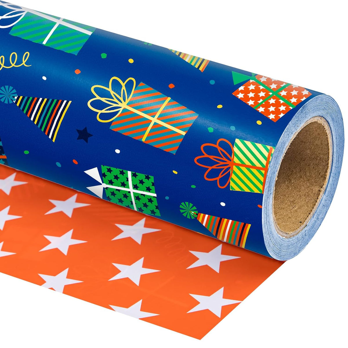 Reversible Birthday Wrapping Paper Roll - Mini Roll - 17 Inch X 10 Feet - Happy Birthday Wrapping Paper Perfect For Girls, Boys, Kids
