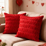 Valentines Pillow Covers Set Of 2 18X18 Inch Red Heart Love Decorative Throw Pillows Soft Plush Fabric Hidden Zipper For Valentines Day Bedroom Sofa Holiday Home Decor