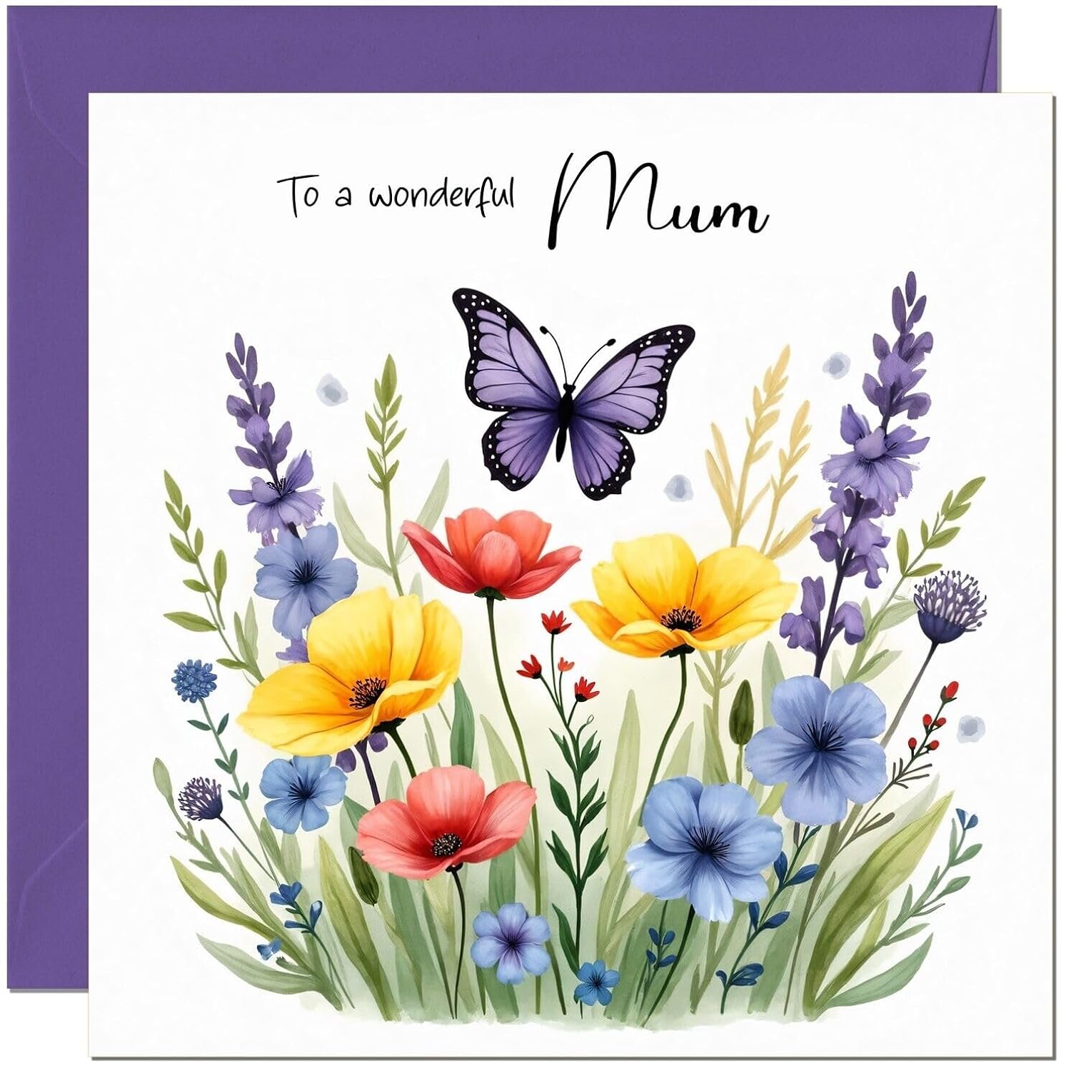 Lovely Mum Birthday Card With Flowers & Butterfly Design - Floral Birthday Cards For Mum Mother Mom