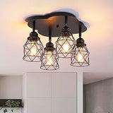 4 Light Adjustable Semi Flush Mount Ceiling Light Black Farmhouse Kitchen Fixture