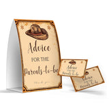 Advice For The Parents-To-Be 1 Sign + 50 Cards, Cowboy Baby Shower Games, Cowboy Theme, Cowboy New Parents Advice Cards, New Mom & Dad Keepsakes (Ges22)