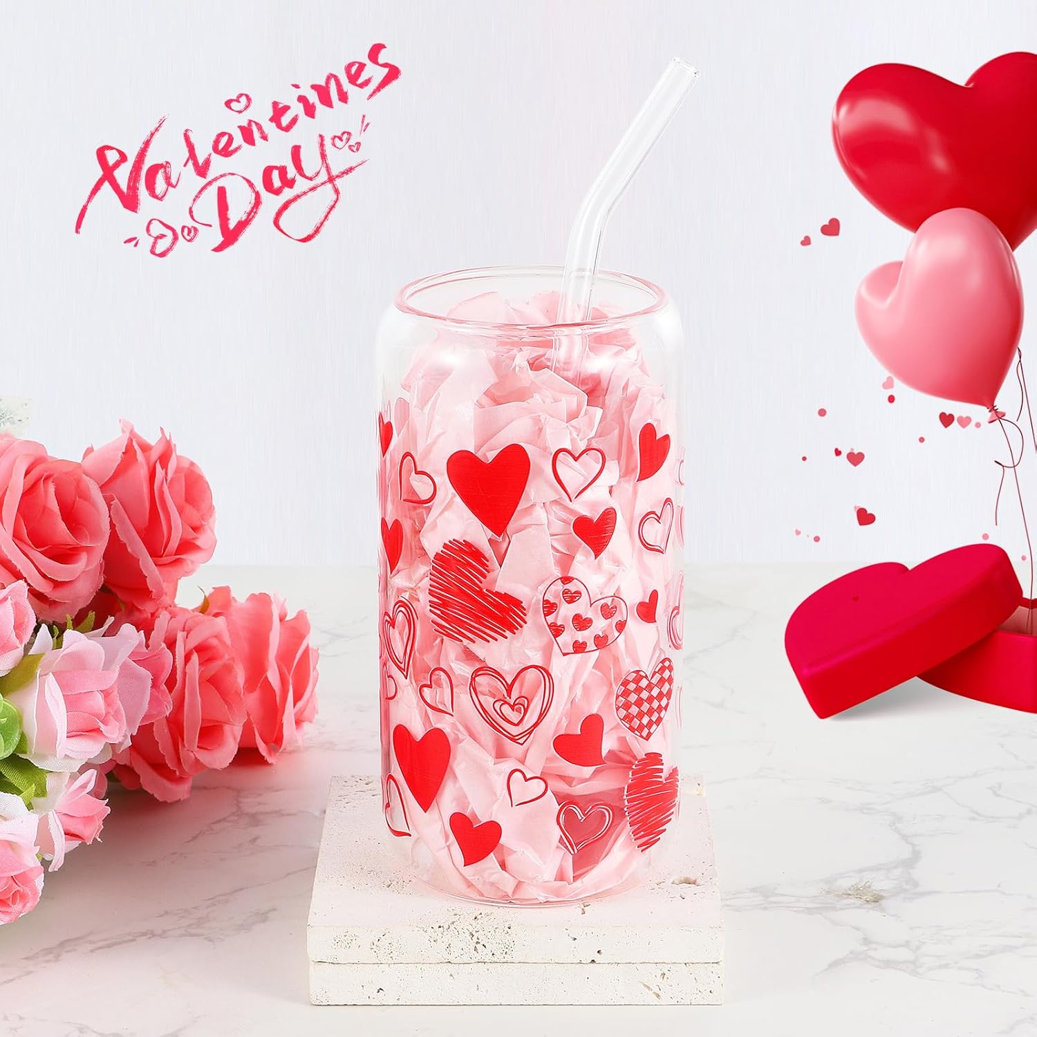 Valentines Day Gifts For Her Women I Love You Gifts For Her Romantic Gifts For Girlfriend From Boyfriend Wife Anniversary Birthday Gifts From Husband Included Glass Cup Makeup Bag Candle Socks Soap