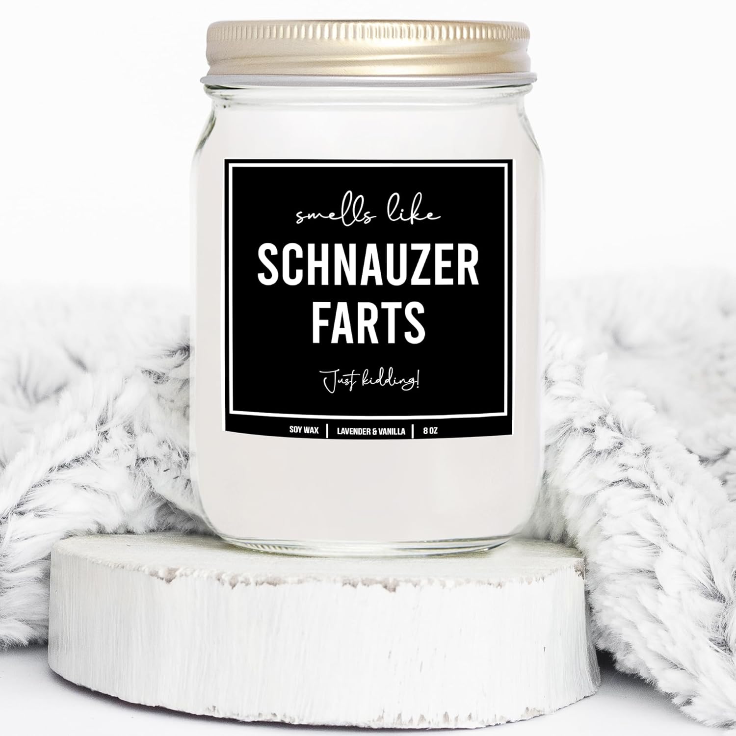 You Nique Schnauzer Lover - Dog Fart Candle 8Oz - White, Black Schnauzer Gifts For Women, Men - Schnauzer Mom & Dad Gifts, Schnauzer Decor, Ornament, Items (Lavender & Vanilla)