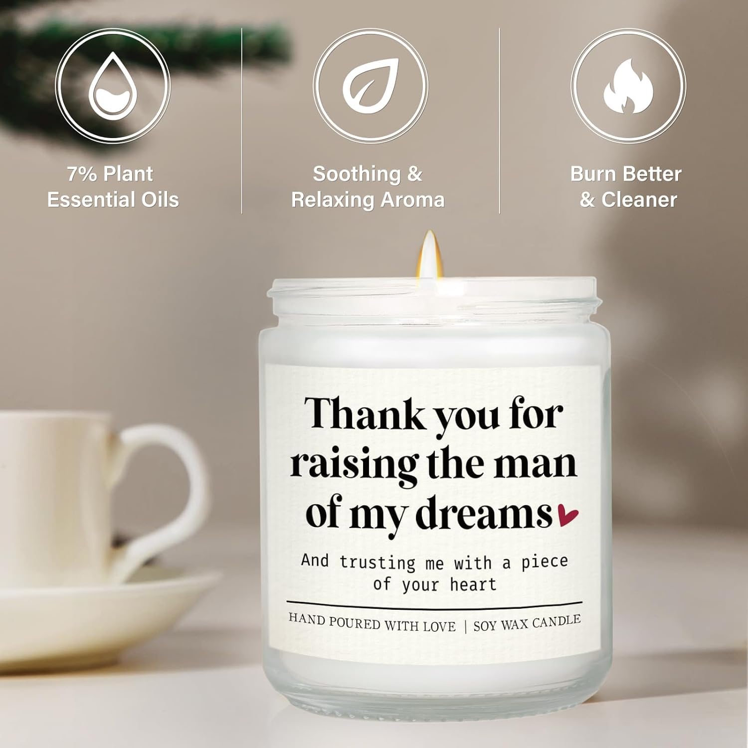Mother Of The Groom Gifts From Bride - Wedding Gift For Mom Of The Groom Mother-In-Law From Bride Lavender Scented Soy Wax Candle 7Oz