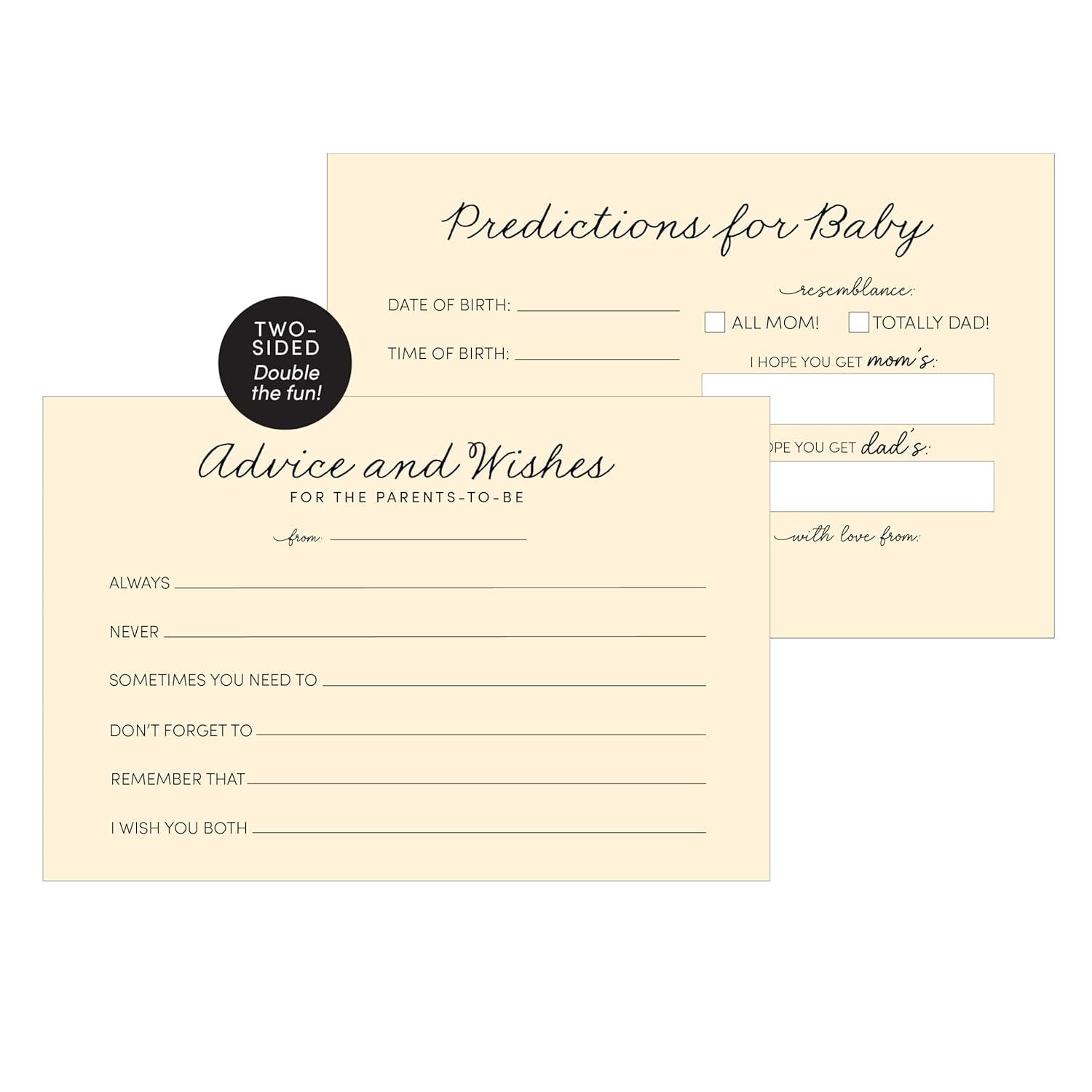 Advice And Wishes New Parents Advice, Baby Shower Game Ideas, Gender Reveal Party Keepsake, Baby Predictions - Pack Of 50 (Advice Cream 6X4)