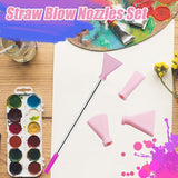 4Pcs Stainless Steel Straw Blow Nozzles Set For Acrylic Paint Pouring Supplies, Painting Nozzle Tool With 4 Size Nozzles, Pour Painting Supplies For Fluid Art Bloom And Dutch Pouring (Pink)