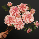 Silk Dahlia Artificial Flowers 24 Inch Long Stem - 5 Pack Fake Flowers For Wedding Bouquets,Home Decor,Fall Decor,Table Arrangements - Realistic Looking Faux Dahlia Floral Stems(Pink1)