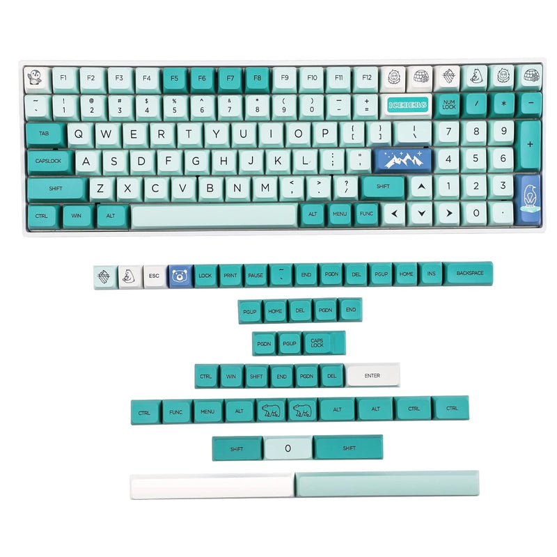 145 Iceberg Mda Profile Dye Sub Keycaps Ergonomic Thick Pbt Keycap Set For Tkl