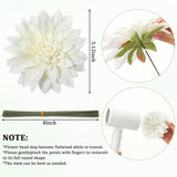 24 Pcs Large Artificial Dahlia Flowers 5.12'' Real Looking Silk Fake Dahlias With Stems Faux Flowers Wedding Bouquets Floral Arrangements For Diy Bridal Shower Home Table Decor(White)