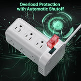 Power Strip Tower 12 Outlets 4 USB Ports 6.5FT Extension Cord Charging Station Black