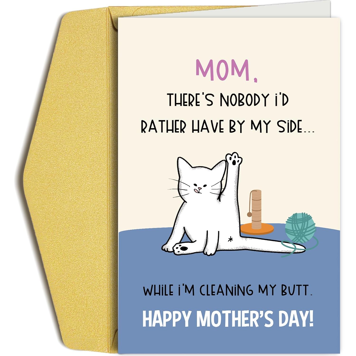Funny Mother'S Day Card For Cat Mom, Cute Cat Mothers Day Card, Humorous Mother'S Day Card For Cat Lover Owner, Happy Mother'S Day Card From Cat