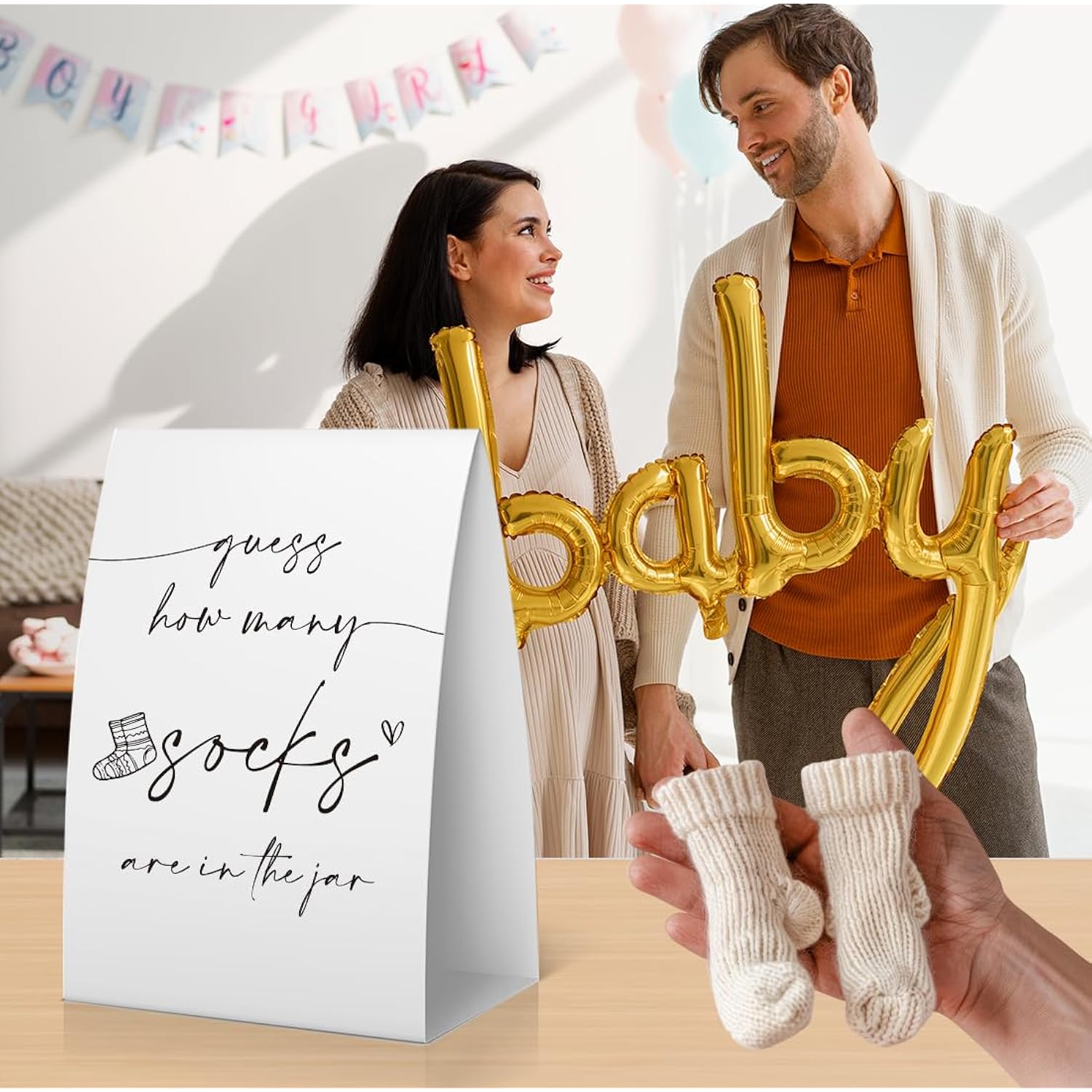 How Many Socks Game, Minimalist Baby Shower Games, Socks Guessing Game, Baby Shower Ideas Gsk02