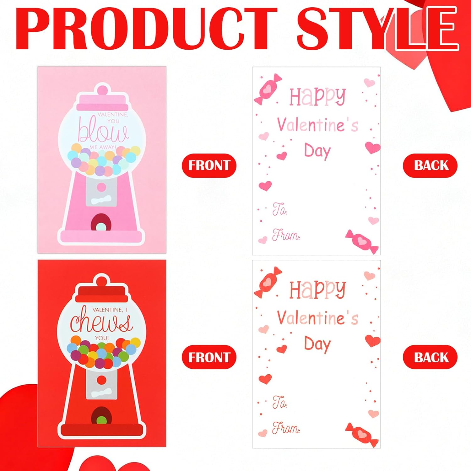Valentine'S Day Gumball Box Set 3D Candy Mailbox Box With 30 Cards Diy Candy Vending Machine For Kids Girls Boys Classroom Valentines Gifts Exchange Greeting For School Classroom Party Favor