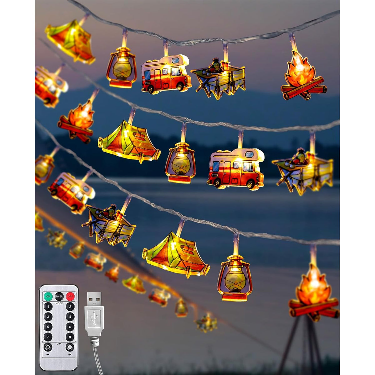 20 Led Camping String Lights - Battery And Usb Operated, Mini Kerosene Waterproof Outdoor String Lights Perfect For Camp
