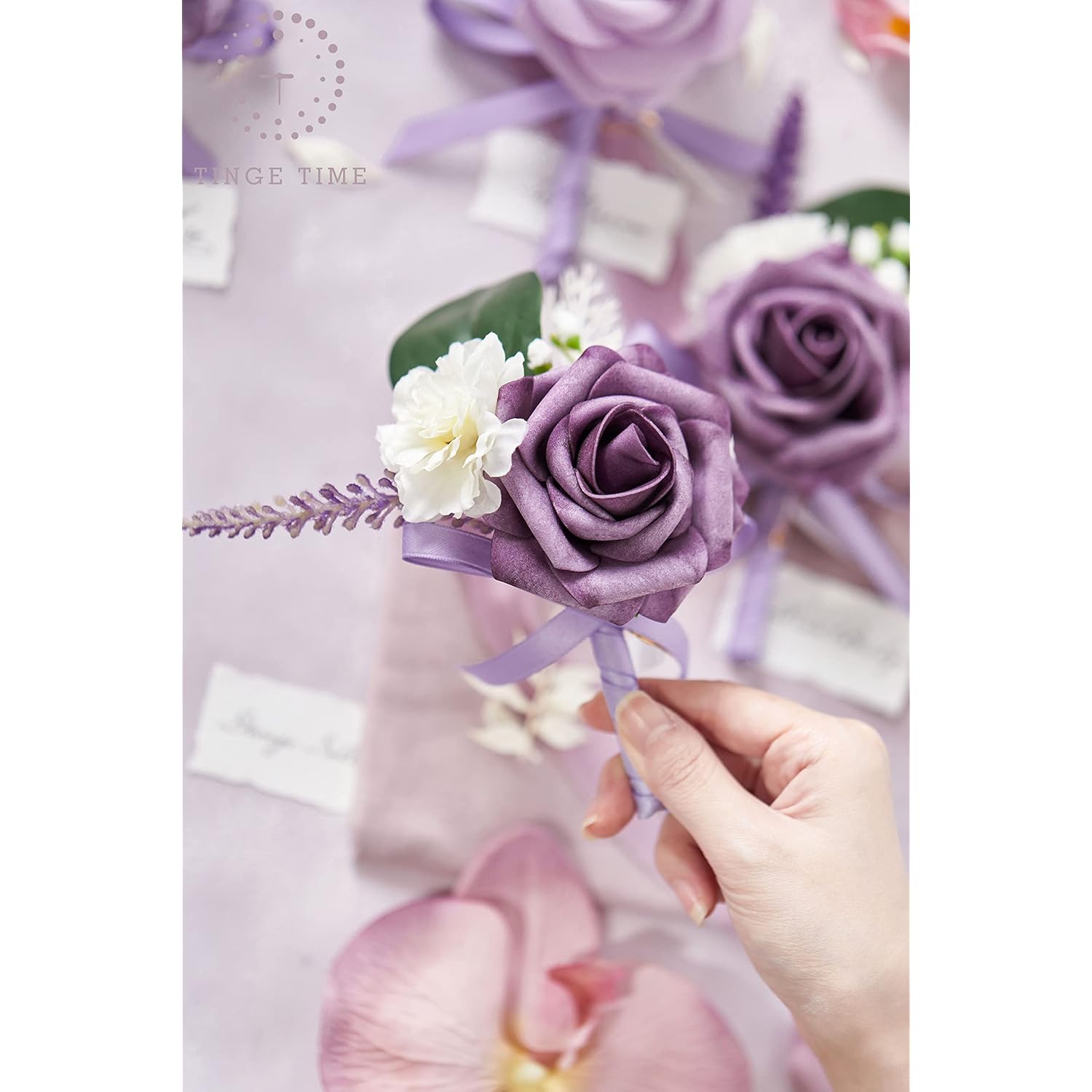 Artificial Flower Boutonniere, Set Of 6, Groom And Groomsmen Boutonniere For Wedding, Prom, Homecoming, Anniversary, Graduation(6, Noble Purple)