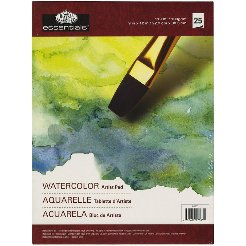 Royal Brush Royal Langnickel 25-Sheet Watercolor Essentials Artist Paper Pad,