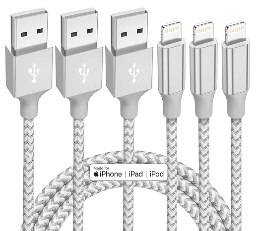 3 Pack 10FT Lightning Charging Cables Apple MFi Certified Fast Charge for iPhone iPad Nylon Braided